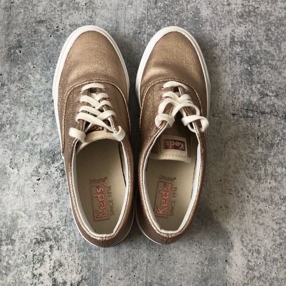 New Keds Rose Gold Leather Sneakers - Picture 7 of 7